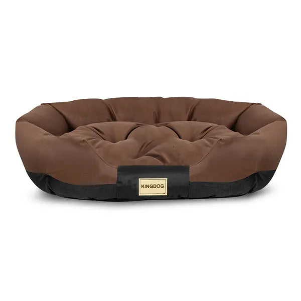 Ovális kutyaágy XXL 130x105 cm barna, vízálló codura, mosható