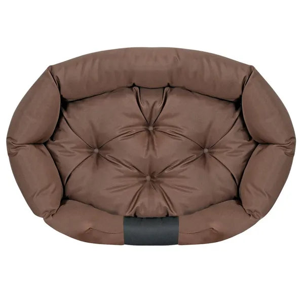 Ovális kutyaágy XXL 130x105 cm barna, vízálló codura, mosható