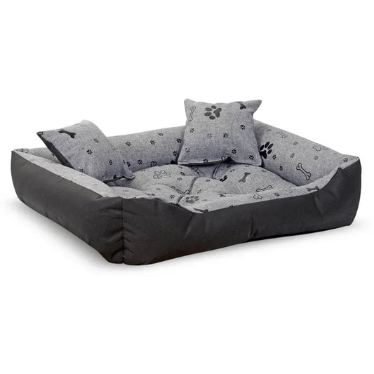 Cordura vízálló kutyafekhely XL 100×75 cm, szürke-fekete, 2 párnával
