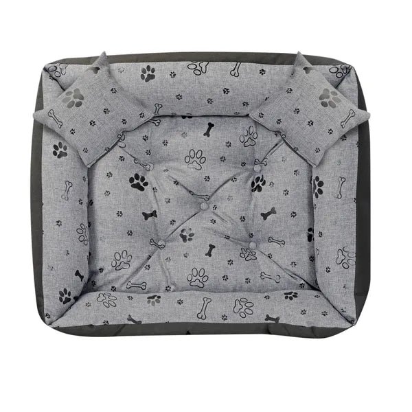 Cordura vízálló kutyafekhely XL 100×75 cm, szürke-fekete, 2 párnával