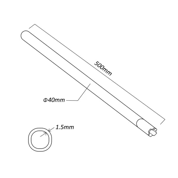 Galvanizált acél antennarúd, 50 cm, Ø40 mm, 1,5 mm falvastagság