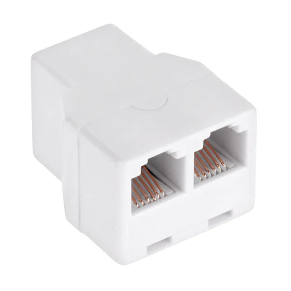 RJ11 telefonos elosztó adapter, 2 aljzat, 6P6C, fehér