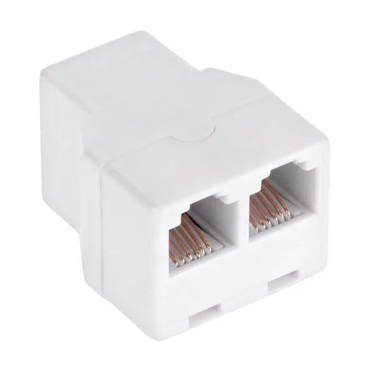RJ11 telefonos elosztó adapter, 2 aljzat, 6P6C, fehér