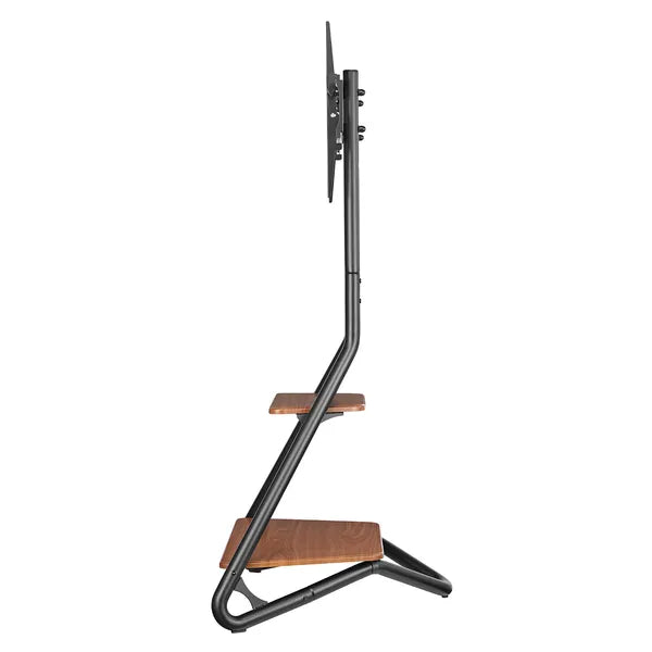 Maclean MC-455 szabadon álló TV állvány fa polcokkal 37–75″, 40 kg