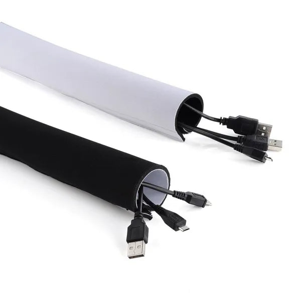 Neoprén kábelrendező takaró 110 mm × 2 m, fekete-fehér, tépőzáras