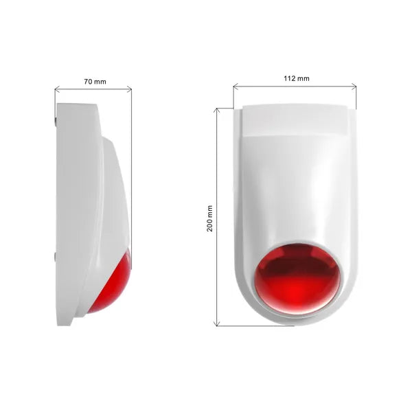 Valódi hatású kültéri-beltéri riasztó sziréna atrapa, LED, 202×113 mm