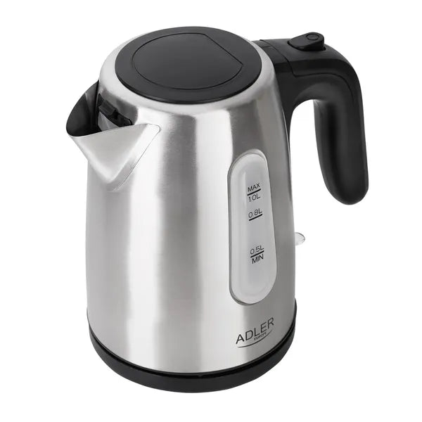 Adler AD 1273 inox elektromos vízforraló, 1 L, 1200 W, 360° talp