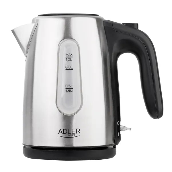 Adler AD 1273 inox elektromos vízforraló, 1 L, 1200 W, 360° talp