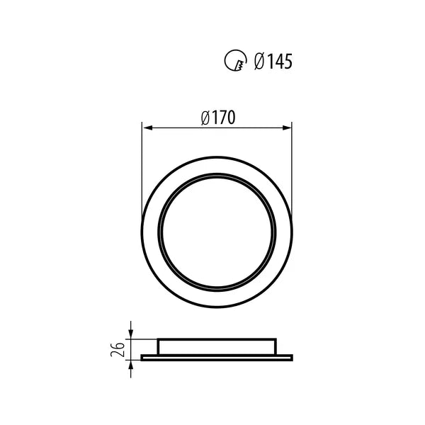 LED mennyezeti panel, süllyeszthető SLIM 18 W 4000 K 1900 lm Ø170 mm