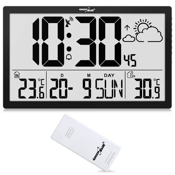 LCD fali óra extra nagy kijelzővel, DCF rádióvezérlés, hőmérő, dátum – GB218