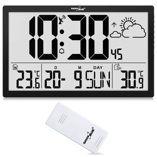 LCD fali óra extra nagy kijelzővel, DCF rádióvezérlés, hőmérő, dátum – GB218