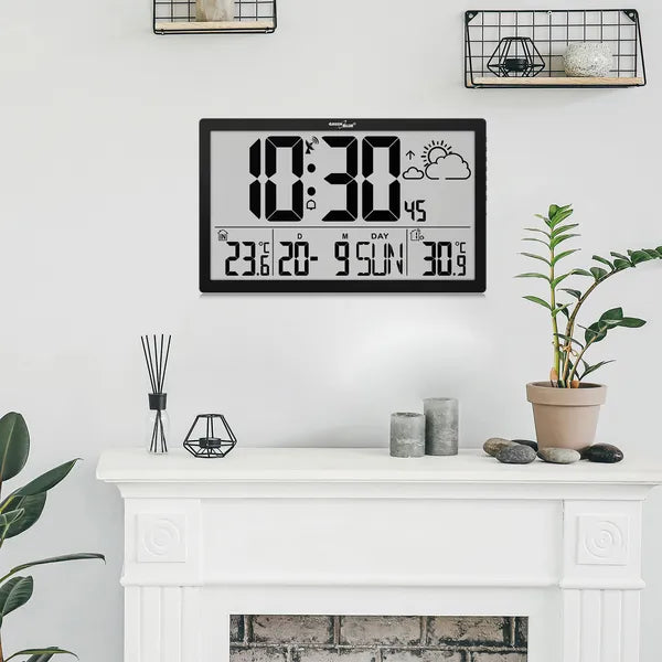 LCD fali óra extra nagy kijelzővel, DCF rádióvezérlés, hőmérő, dátum – GB218