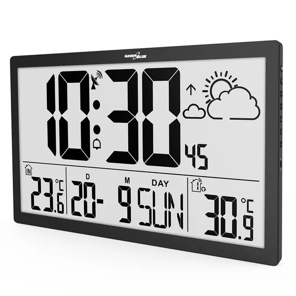LCD fali óra extra nagy kijelzővel, DCF rádióvezérlés, hőmérő, dátum – GB218