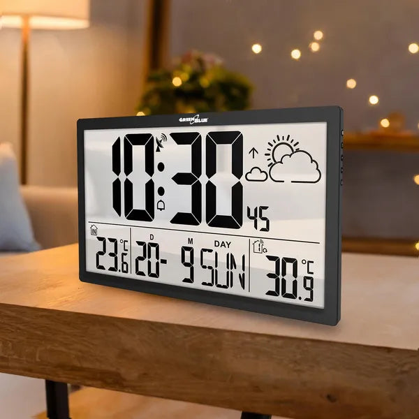 LCD fali óra extra nagy kijelzővel, DCF rádióvezérlés, hőmérő, dátum – GB218