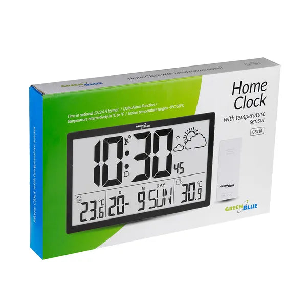 LCD fali óra extra nagy kijelzővel, DCF rádióvezérlés, hőmérő, dátum – GB218