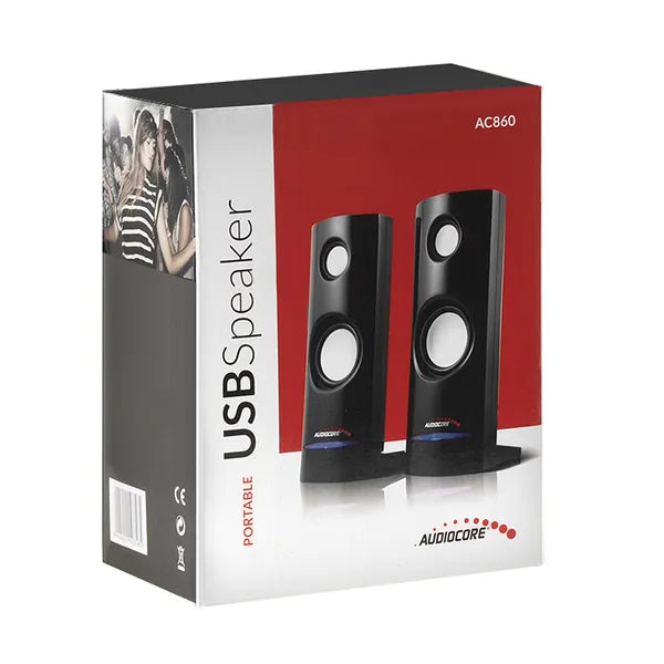 Audiocore AC860 2.0 USB fekete számítógép hangszóró pár 8 W