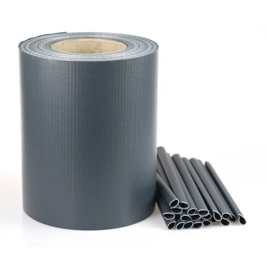 Grafitszürke kerítéstakaró szalag klipszekkel, 19 cm x 35 m