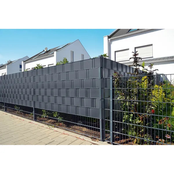 Grafitszürke kerítéstakaró szalag klipszekkel, 19 cm x 35 m