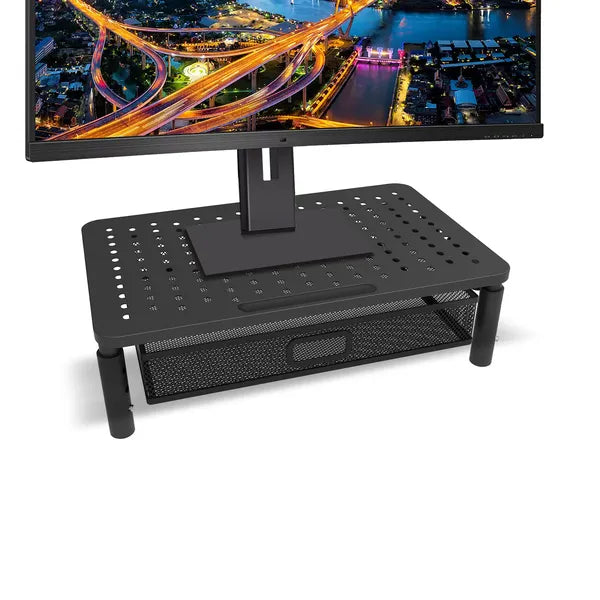 Maclean MC-947 fekete monitor/laptop állvány fiókkal, 3 magasság, 13-32″