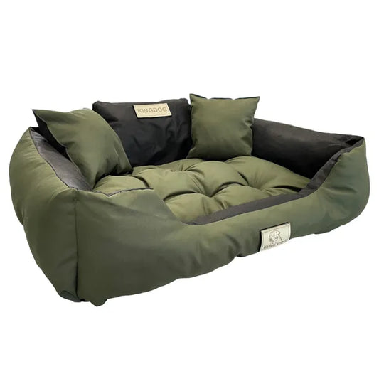 Kingdog kutyafekhely 130x105 zöld-fekete párnákkal