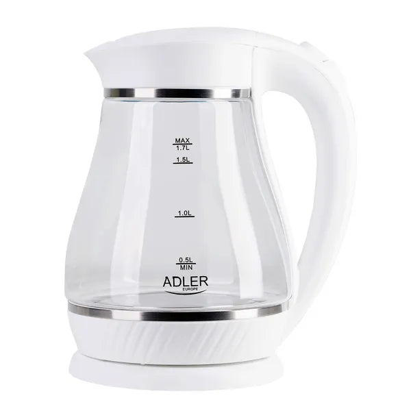 Adler AD1274 fehér üveg vízforraló, 1,7 l, 2200 W, LED