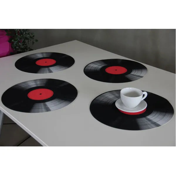 Kerek asztali alátét szett 4 db, 33 cm, vinyl minta, mosható filc