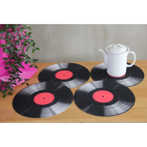 Kerek asztali alátét szett 4 db, 33 cm, vinyl minta, mosható filc