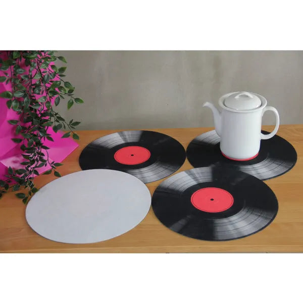 Kerek asztali alátét szett 4 db, 33 cm, vinyl minta, mosható filc