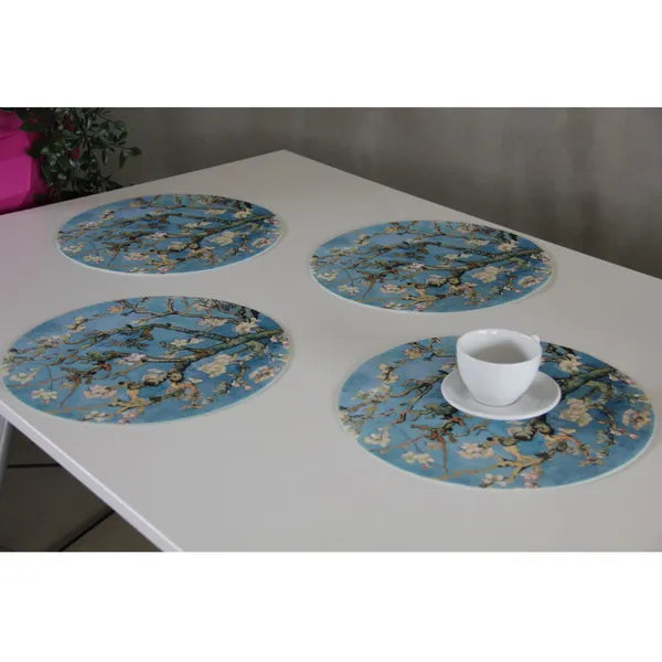 4 db-os kerek filc asztali alátét szett, Almond mintás, Ø33 cm