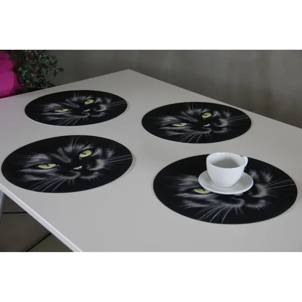 Nero 4 db kerek filc asztali alátét, 33 cm, mosható