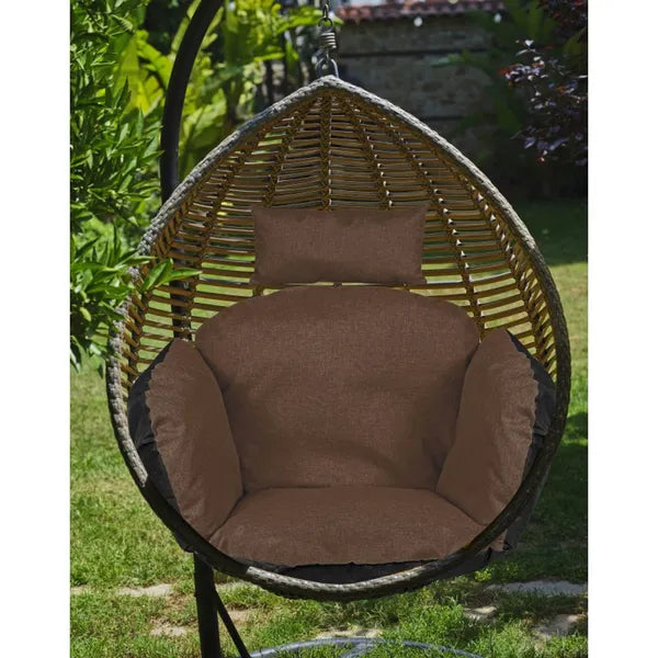 Barna vízlepergető párna fészekhintához 112×113 cm, fejpárnával
