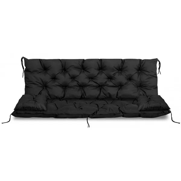 Fekete kerti ülő- és háttámla párna szett 120x60x50 cm + 2×42x42 cm