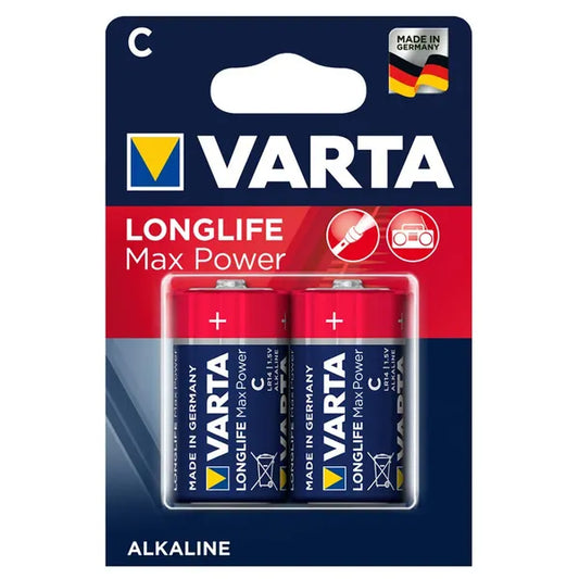 2db Varta Longlife Max Power R14 C 1,5V alkáli elem