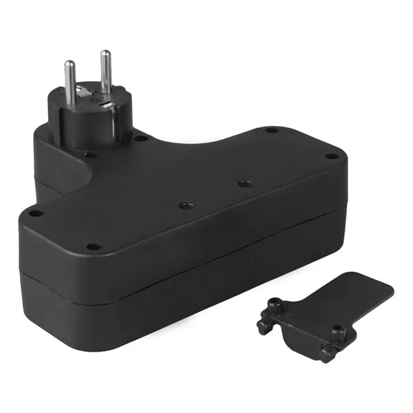Maclean MCE224 G/B fekete 4-es elosztó lábbal, 2×Schuko+2×Euro, kapcsolóval