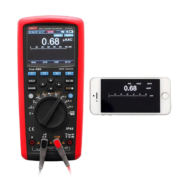 UT181A True RMS digitális multiméter, 60000 kijelzés, IP65, USB adatnapló
