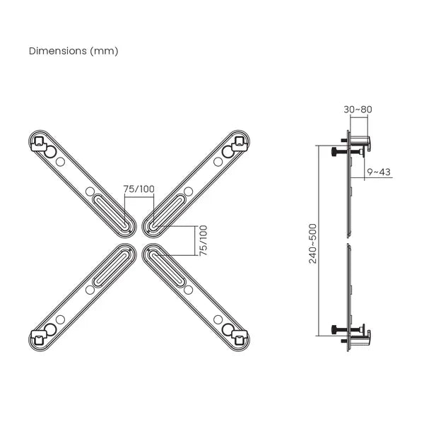 Maclean fekete VESA adapter nem VESA-fúrt monitorokhoz 17-32”, 10 kg
