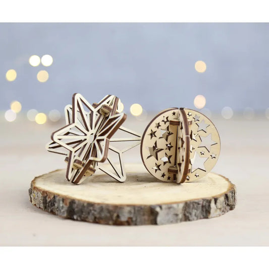 Wood & Hobby Karácsonyfadísz 2 darabos szett összeépíthető famodell