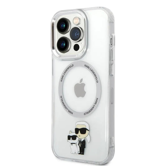 Karl Lagerfeld MagSafe Compatibilní Kryt IML Karl és Choupette NFT pro iPhone 13 Pro átlátszó tok