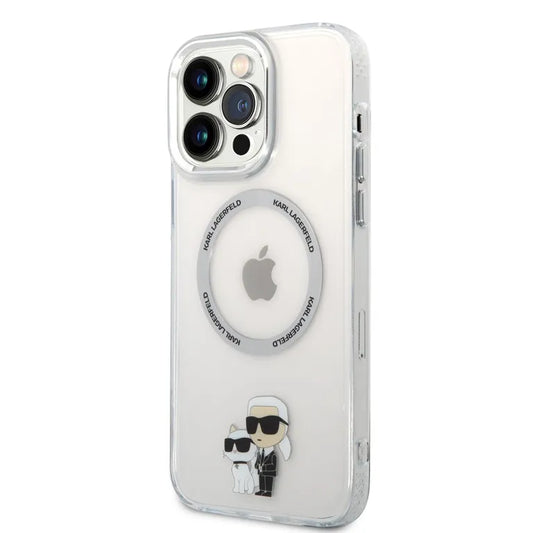 Karl Lagerfeld MagSafe Compatibilní Kryt IML Karl és Choupette NFT pro iPhone 13 Pro Max átlátszó tok