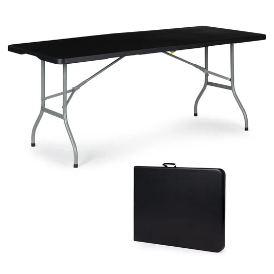 ModernHome Összecsukható Catering Asztal - 180 x 70 cm, HDPE Műanyag Tetejű, Fekete