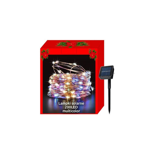 MALATEC Napelemes füzér 200 db szines micro LED-del, 8 világítási mód, 20 m, IP44