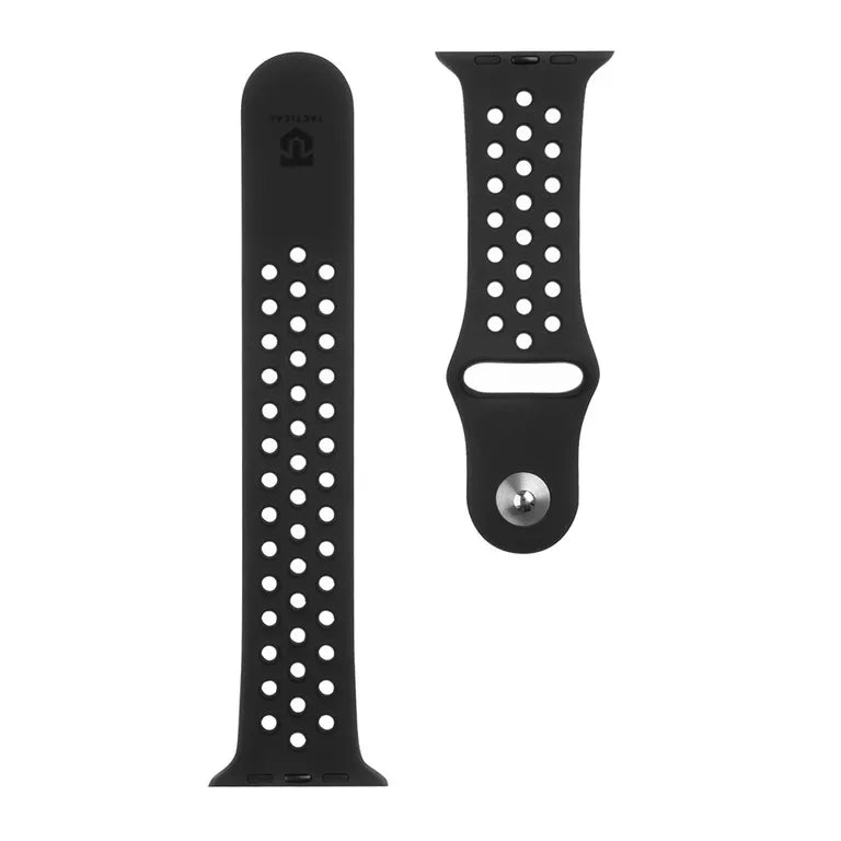 Tactical 161 Dupla szilikon szíj az Apple Watch 1/2/3/4/4/5/6/7/8/SE 42/44/45mm-es órájához Fekete