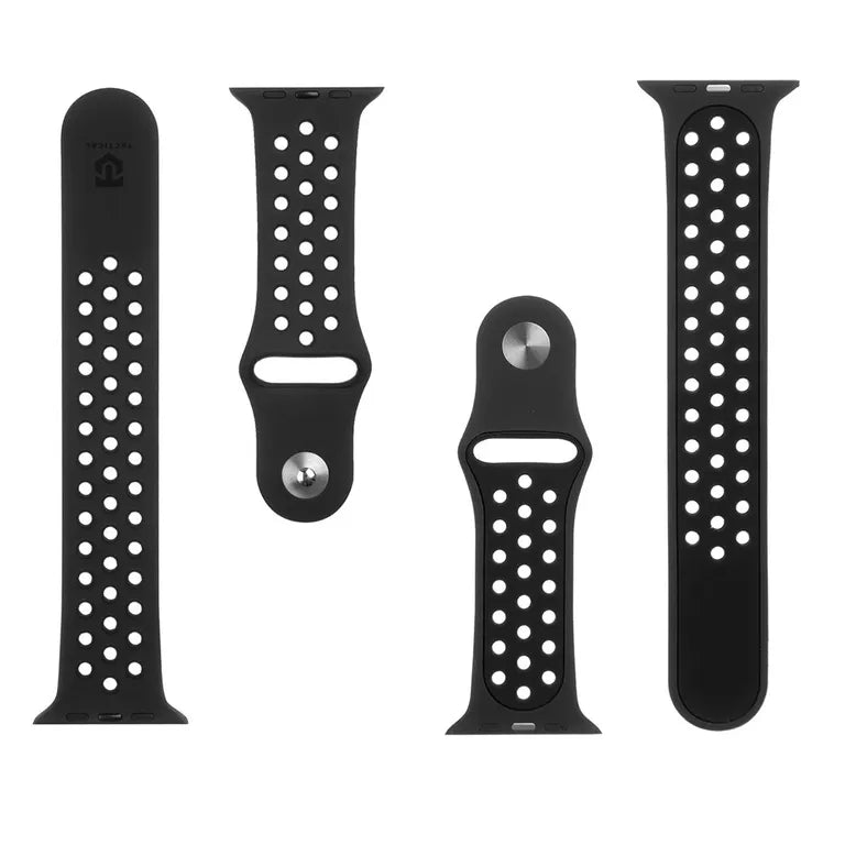 Tactical 161 Dupla szilikon szíj az Apple Watch 1/2/3/4/4/5/6/7/8/SE 42/44/45mm-es órájához Fekete