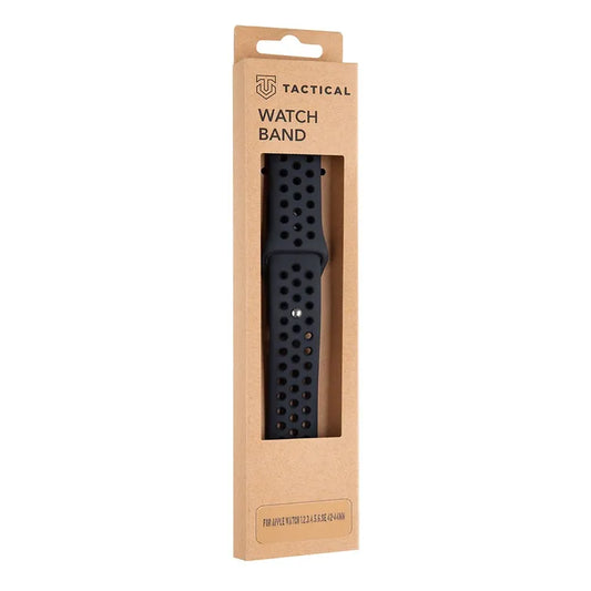 Tactical 161 Dupla szilikon szíj az Apple Watch 1/2/3/4/4/5/6/7/8/SE 42/44/45mm-es órájához Fekete