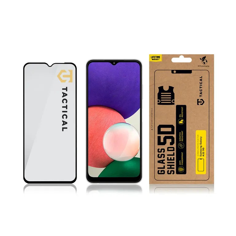 Taktikai üvegpajzs 5D sklo pro Samsung Galaxy A22 5G fekete
