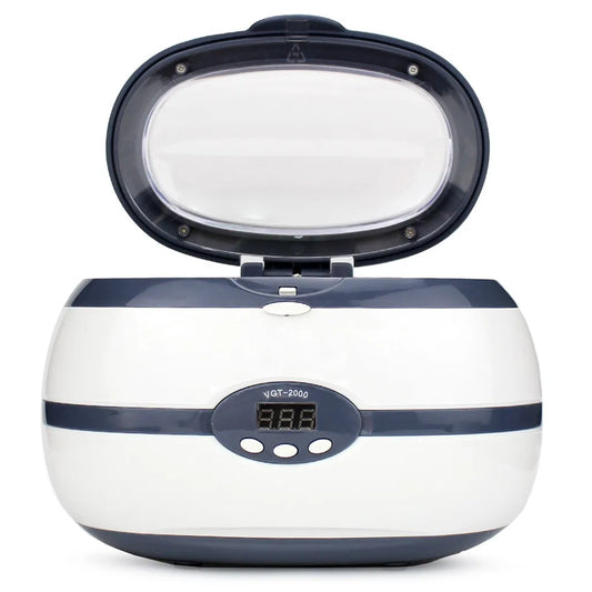 Ultrahangos tisztító, kozmetikai sterilizátor LED kijelzővel, 600ml, 35W, fehér-szürke
