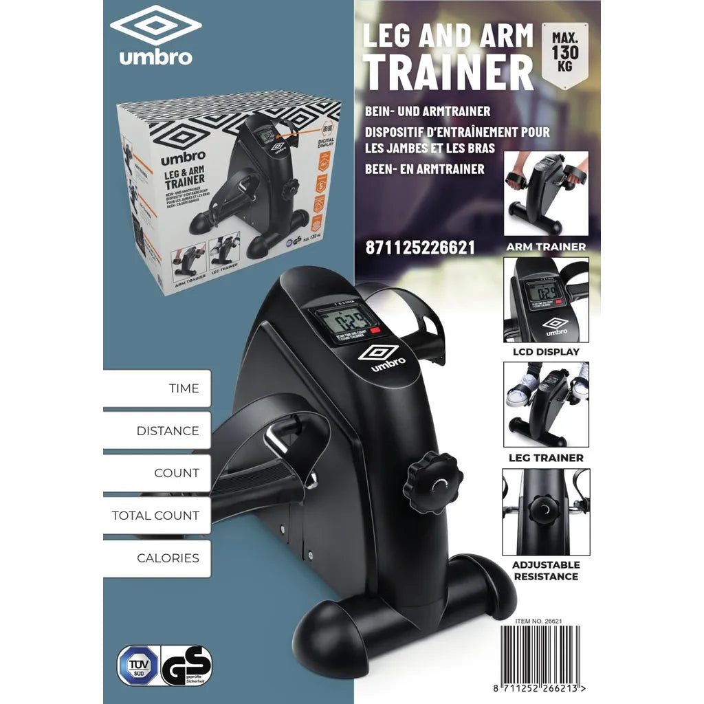 Umbro mini szobakerékpár digitális kijelzőjével, max. 130 kg, 32x35x43 cm, fekete